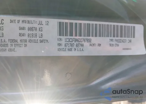 2013 Dodge Dart Sxt z USA, uszkodzony, nr VIN 1C3CDFBA6DD707892